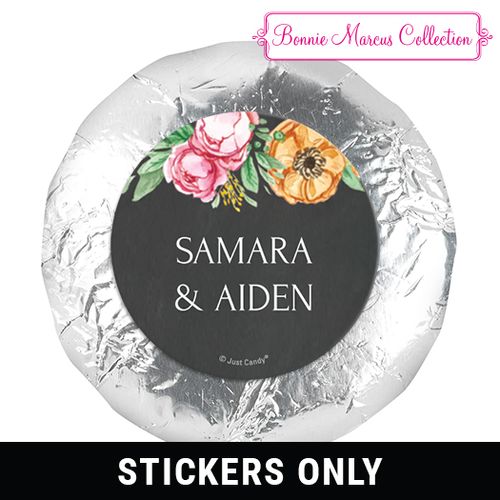 Personalized Bonnie Marcus 1.25" Stickers - Wedding Flowers in Chalk (48 Stickers)