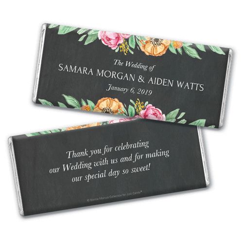 Personalized Bonnie Marcus Chocolate Bar & Wrapper - Wedding Flowers in Chalk