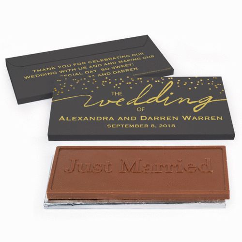 Deluxe Personalized Divine Gold Wedding Chocolate Bar in Gift Box