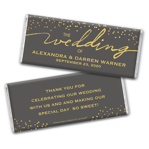 Personalized Bonnie Marcus Chocolate Bar Wrappers Only - Wedding Divine Gold