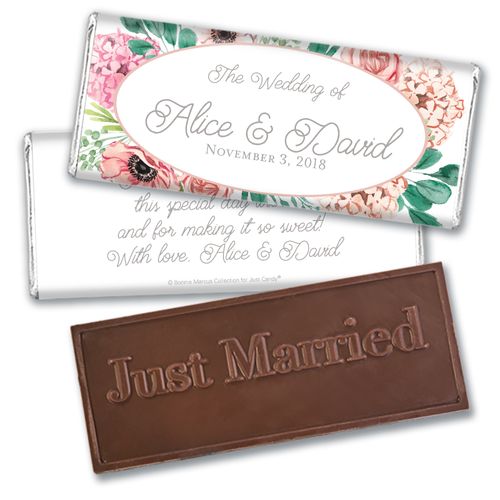 Personalized Bonnie Marcus Embossed Chocolate Bar & Wrapper - Bridal Shower Blossom Bliss