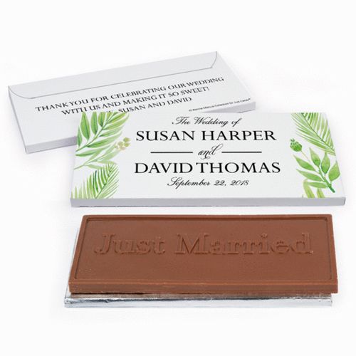 Deluxe Personalized Wild Plants Wedding Chocolate Bar in Gift Box
