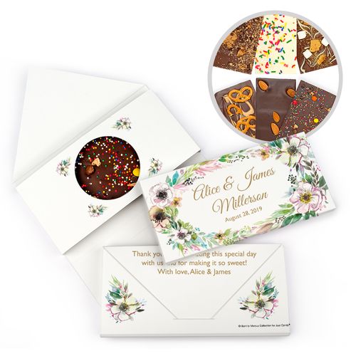 Personalized Bonnie Marcus Wedding Painted Flowers Gourmet Infused Belgian Chocolate Bars (3.5oz)