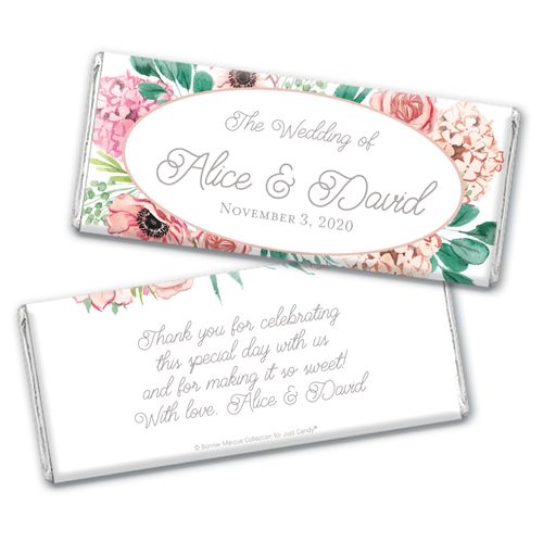 Personalized Bonnie Marcus Chocolate Bar Wrappers Only - Bridal Shower Blossom Bliss