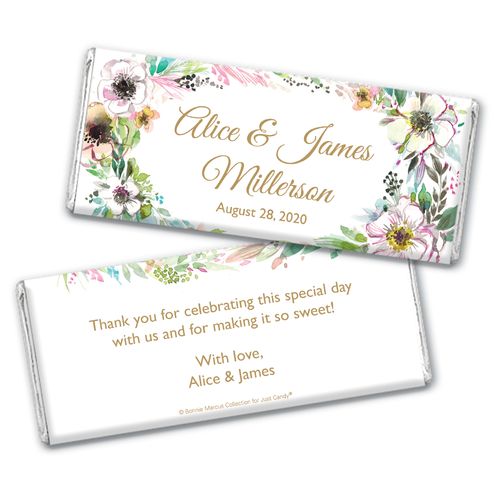 Personalized Bonnie Marcus Chocolate Bar Wrappers - Wedding Painted Flowers