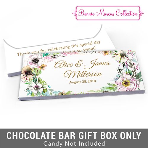 Deluxe Personalized Painted Flowers Wedding Candy Bar Favor Box