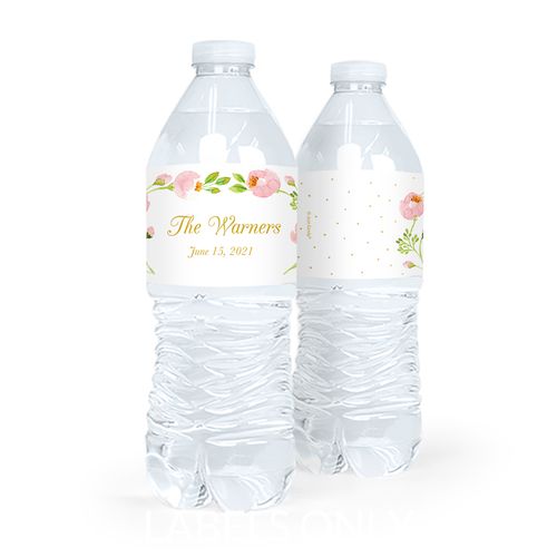 Personalized Bonnie Marcus Wedding Botanical Wreath Water Bottle Labels (5 Labels)