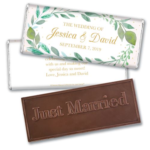 Personalized Bonnie Marcus Embossed Chocolate Bar & Wrapper - Wedding Forever Foliage