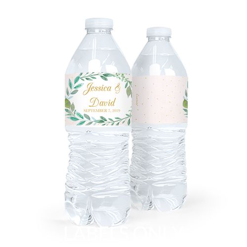 Personalized Bonnie Marcus Wedding Forever Foliage Water Bottle Labels (5 Labels)