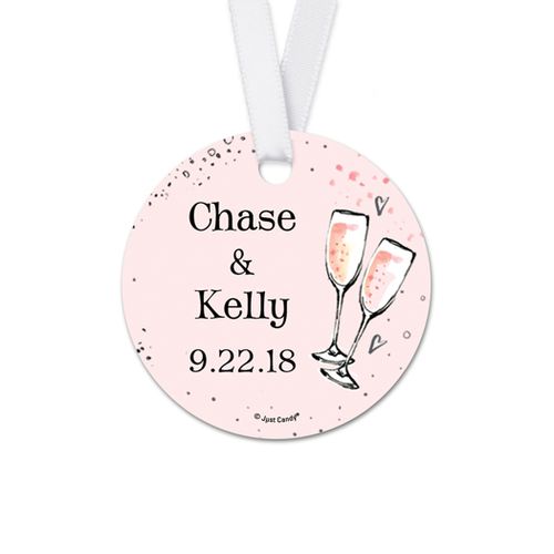 Personalized Bonnie Marcus Collection The Bubbly Wedding Round Favor Gift Tags (20 Pack)