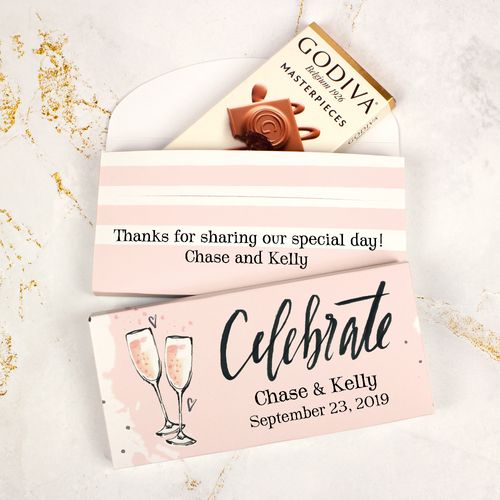 Deluxe Personalized Wedding The Bubbly Godiva Chocolate Bar in Gift Box