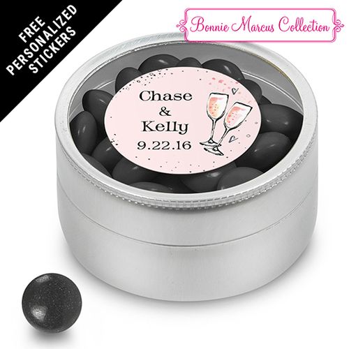 Bonnie Marcus Collection Personalized Small Round Tin The Bubbly Custom Wedding Favor (25 Pack)