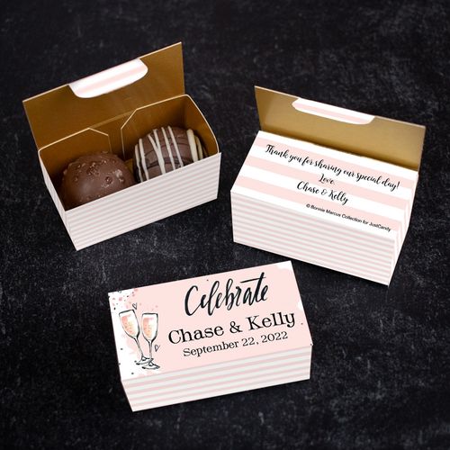 Personalized Truffle Wedding Favors 2 pcs - Pink Lines
