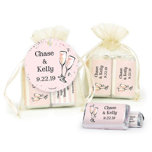 Personalized Wedding The Bubbly Hershey's Miniatures in Organza Bags with Gift Tag