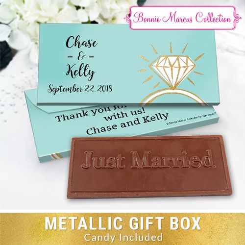 Deluxe Personalized Last Fling Wedding Chocolate Bar in Metallic Gift Box