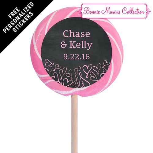 Bonnie Marcus Collection Personalized 3" Light Pink Swirly Pop Sweetheart Swirl Wedding Favor (12 Pack)