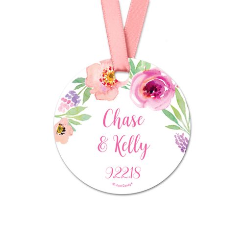 Personalized Bonnie Marcus Collection Floral Embrace Wedding Round Favor Gift Tags (20 Pack)