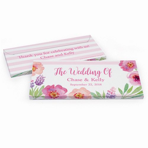 Deluxe Personalized Floral Embrace Wedding Hershey's Chocolate Bar in Gift Box
