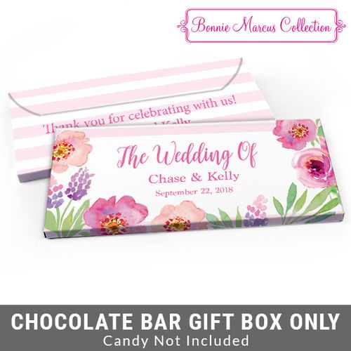 Deluxe Personalized Floral Embrace Wedding Candy Bar Favor Box