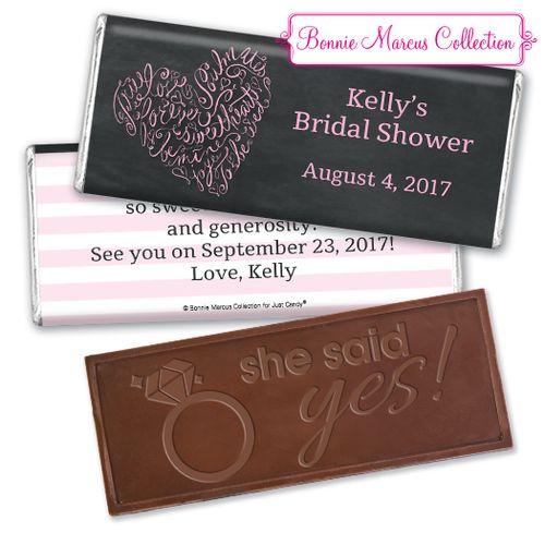 Whispering Heart Bridal Shower Favors Personalized Embossed Bar Assembled