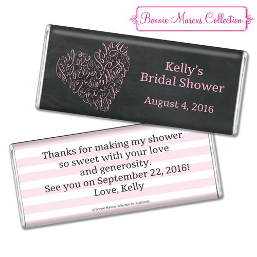 Bonnie Marcus Collection Personalized Chocolate Bar Bridal Shower Favors - Whispering Heart Wrapper