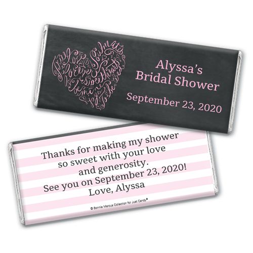 Whispering Heart Bridal Shower Favors Personalized Candy Bar - Wrapper Only