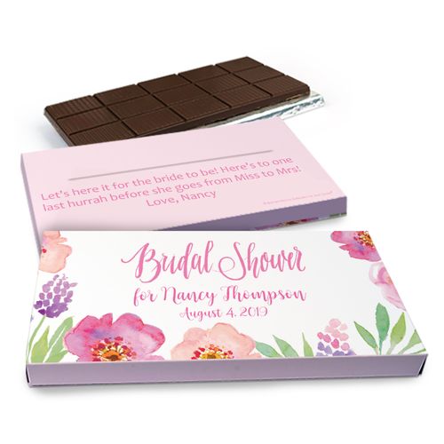 Deluxe Personalized Floral Embrace Wedding Belgian Chocolate Bar in Gift Box (3oz Bar)