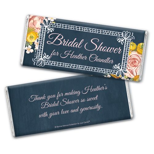 Personalized Bonnie Marcus Bridal Shower Chalkboard Flowers Chocolate Bar Wrapper