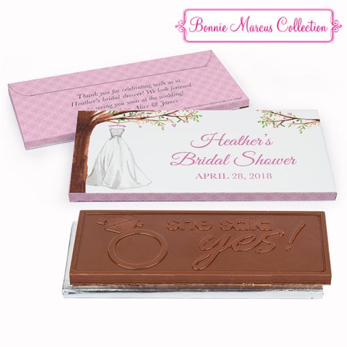 Deluxe Personalized Branches of Love Bridal Shower Chocolate Bar in Gift Box