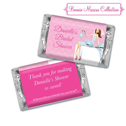 Personalized Hershey's Miniatures - Bonnie Marcus Bridal Shower Beautiful Bride with Bow Brunette