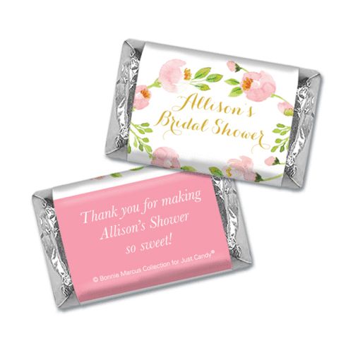Personalized Mini Wrappers Only - Bonnie Marcus Bridal Shower Pink Botanical Wreath