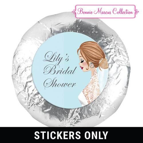 Personalized 1.25" Stickers - Bonnie Marcus Wedding Vintage Veil Brunette (48 Stickers)