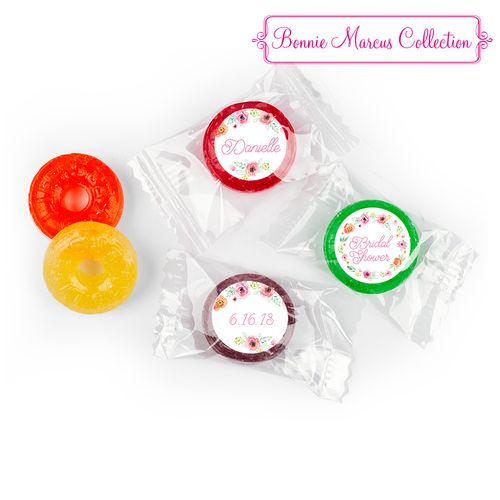 Personalized Life Savers Mints - Bonnie Marcus Wedding Water Color White Blossoms