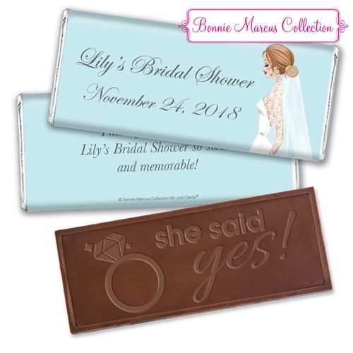 Personalized Bonnie Marcus Embossed Chocolate Bar & Wrapper - Bridal Shower Vintage Veil