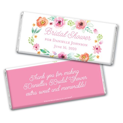 Personalized Bonnie Marcus Chocolate Bar Wrappers Only - Bridal Shower Watercolor Blossoms