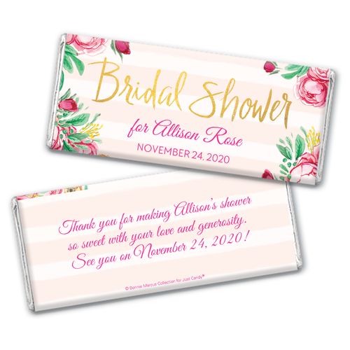 Personalized Bonnie Marcus Chocolate Bar Wrappers Only - Bridal Shower Fabulous Floral