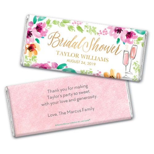 Personalized Bonnie Marcus Bridal Shower Botanical Bubbly Chocolate Bar Wrappers