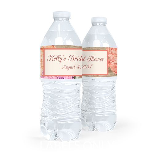 Personalized Bridal Shower Blooming Joy Water Bottle Sticker Labels (5 Labels)