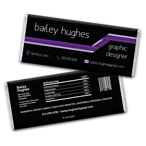 Personalized Resume Stripes Chocolate Bar Wrappers