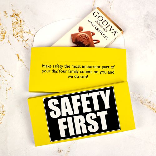 Deluxe Personalized Business Safety First Godiva Chocolate Bar in Gift Box