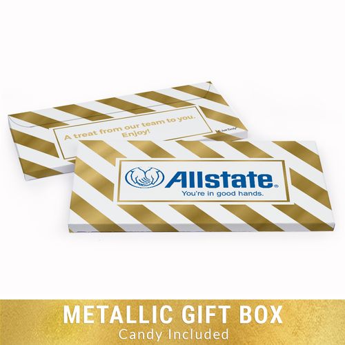 Deluxe Personalized Add Your Logo Stripes Chocolate Bar in Metallic Gift Box