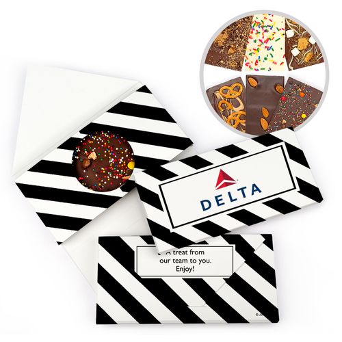 Personalized Add Your Logo Stripes Business Gourmet Infused Belgian Chocolate Bars (3.5oz)