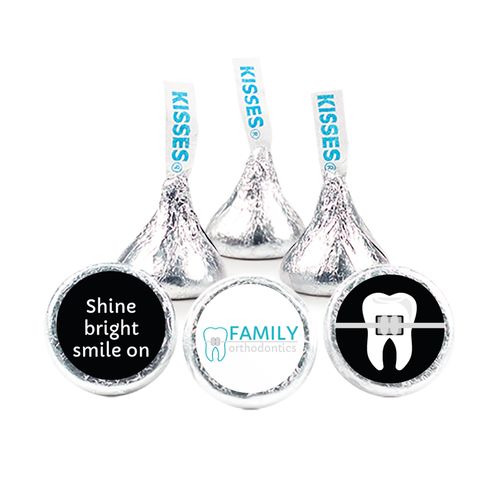 Personalized Orthodontic Dental Brackets 3/4" Stickers for Hershey's Kisses (108 Stickers)