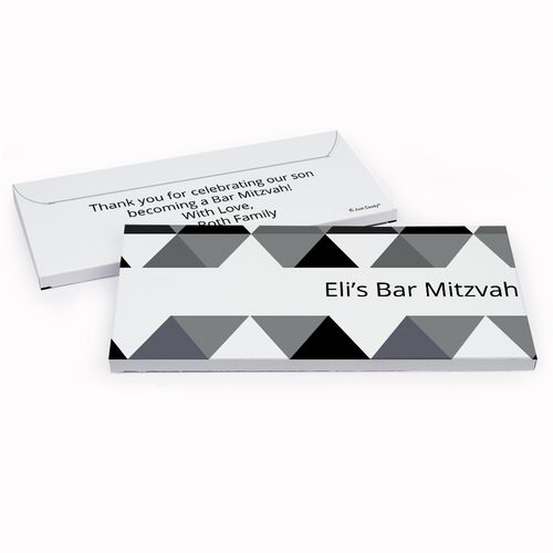 Deluxe Personalized Triangle Pattern Bar Mitzvah Chocolate Bar in Gift Box