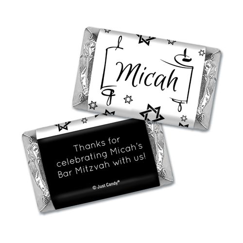 Personalized Bar Mitzvah Scroll & Stars Mini Wrappers