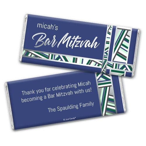 Personalized Bat Mitzvah Symbolic Stripes Chocolate Bar Wrappers
