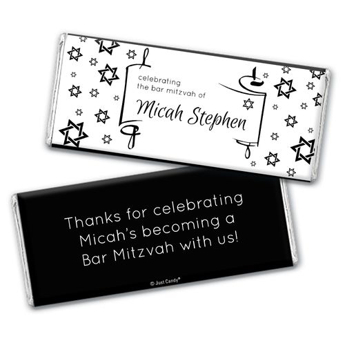 Personalized Bar Wrappers Mitzvah Scroll & Stars Hershey's Chocolate Bar Wrappers