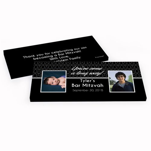 Deluxe Personalized Then & Now Bar Mitzvah Chocolate Bar in Gift Box