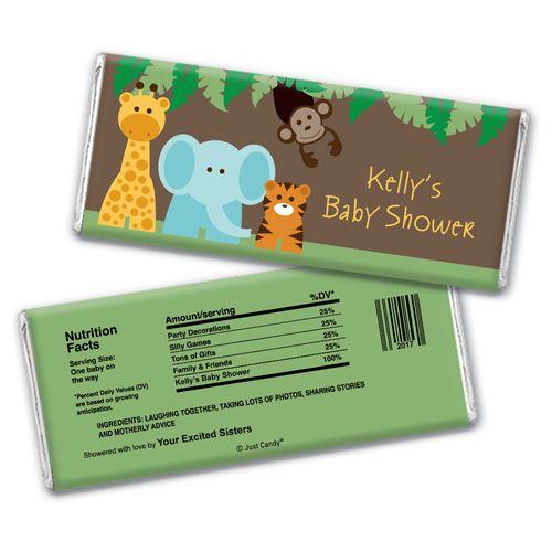 Personalized Baby Shower Jungle Buddies Hershey's Bar Assembled