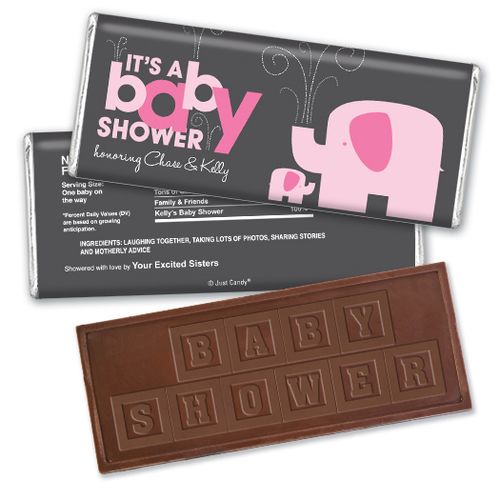 Elephant Shower Personalized Embossed Chocolate Bar Assembled